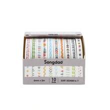 10 Rolls/Box Of Floral Pattern Washi Tape, Creative Line And Geometric Pattern Tape, Fashionable Colorful Paper Craft Supplies, Scrapbook Collage And Stationery Making Decorative Materials, Gift Packaging Decorative Tape, A Unique Gift For Friends
