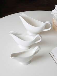 1 st ren vit keramisk såsskål, elegant minimalistisk enfärgad keramisk serveringsskål såsskål, lämplig för hemmakök och restaurang, kryddsås, sås, salladsdressing, köksredskap, present - Multifärgad - Visa 10