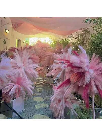 9pcs/Set Realistic Firework Colorful Reed Flower Feather Wedding Decoration Set, Suitable For Valentine's Day, Easter, Mother's Day, Wedding, Graduation, Anniversary, Home Decor, Baby Christening And Birthday Party, Great Gift For Family, Friends, Teachers, Loved Ones To Bring Surprise