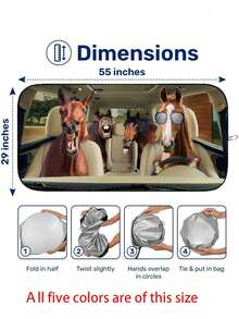 Parasol plegable y divertido para parabrisas de coche, protección solar para el interior del automóvil, bloquea los rayos UV, ajuste universal 59.06 X 27.5 pulgadas, mantiene tu vehículo fresco - Parasoles interesantes para el coche - Ver 6