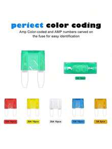 NODEMCU LUA Mini Model 60-Piece Car Fuse Combination Kit Small Mini Multi-Color Multi-Function Blade Fuse Replacement Kit, Suitable For Car/RV/Truck/Motorcycle/Boat/SUV Car Fuses - 60 - View 7