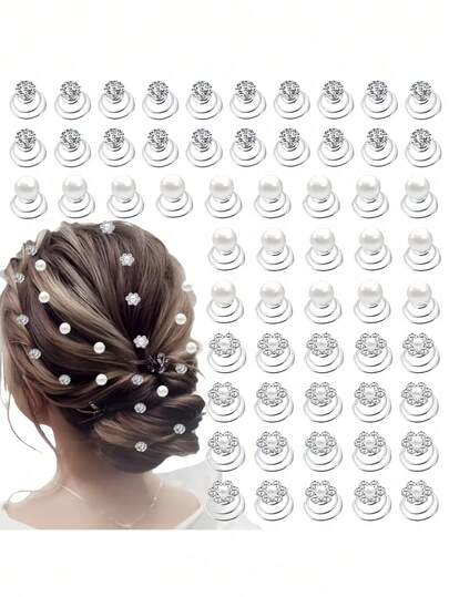 30/40/60 piezas Set de Pasadores de Pelo con Cristales y Rhinestones, Incluye Pasadores con Rhinestones, Perlas y Flores, Adecuado para Bodas, Novias, Bailes de Graduación, Fiestas y Ocasiones Especiales (Rhinestones y Perlas y Flores), Pasadores de Pelo, Pinzas de Pelo, Horquillas, Pasadores de Pelo, Accesorios para la Cabeza, Accesorios de Pelo para Mujeres, Deslizadores de Pelo, Barretas de Pelo