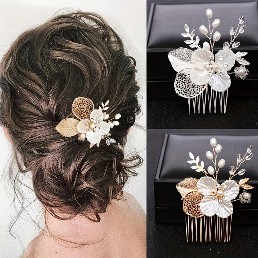 1 pieza Peine de cabello de acrílico elegante, accesorio de cabello para novia y boda, adecuado para todas las estaciones