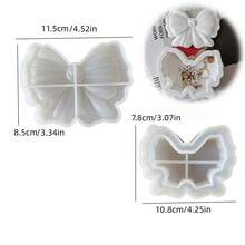 2件装树脂模具，DIY蝴蝶结首饰盒、烛台，石膏环氧树脂模具，适用于DIY手工制作、首饰收纳盒制作 - 白色 - 查看 12