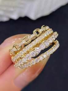 1pc Exquisite Cubic Zirconia Ring, Women's Wedding Engagement Party Jewelry, Valentine's Day Gift - 3# - View 21