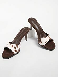 Sandal cao gót mũi vuông bằng nhựa dành cho nữ, kiểu dáng mùa hè mới. - màu nâu - Xem 6