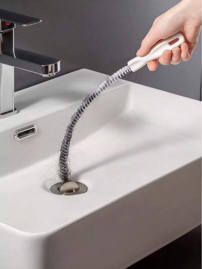 1/2/3pcs Long Handle Cleaning Brush, Spiral Brush Pipe Drain Opener, Flexible Fit, Suitable For Bathroom Sink Drain Hair Catcher, Kitchen Sink Drain Unclogging, Bathroom Decor And Accessories, Drain Cleaning Tool, Metal Brush, Sturdy Structure, Pipe Brush, Sink Cleaner, Home Maintenance, Bathroom Care