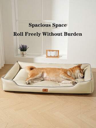 1 Stück hellgrau/beige strapazierfähiges 1680D wasserdichtes Oxford-Tuch Haustier-Bett mit exquisiter Seileinbettung & hochelastischen Polypropylen-Fasern, abriebfest, kratzfest, fellresistent, wasserdicht, feuchtigkeitsabweisend, kältegedämmt, leicht zu reinigen und zu pflegen, geräumiges, komfortables, stilvolles Haustier-Sofa-Bett für Katzen & Hunde, geeignet für Zuhause, Wohnzimmer, Schlafzimmer, tägliches Ausruhen und Entspannen