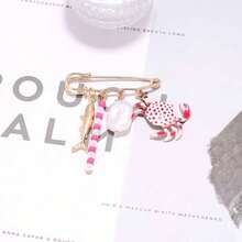 1pc Cute Cartoon Ocean Element Fish & Crab Pendant Brooch, Fashion Personalized Bag Clip Pin Accessory - Color Mixing - View 5