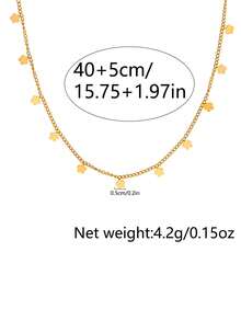 1pc Girl's Necklace, Layered Beach Style, Stainless Steel Mini Flower & Tassel Pendant Necklace, Waterproof & Hypoallergenic, Fashion Jewelry Gift For Mother, Valentine's Day - Yellow Gold - View 5