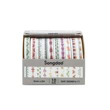 10 Rolls/Box Of Floral Pattern Washi Tape, Creative Line And Geometric Pattern Tape, Fashionable Colorful Paper Craft Supplies, Scrapbook Collage And Stationery Making Decorative Materials, Gift Packaging Decorative Tape, A Unique Gift For Friends