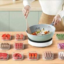 1 pieza Caja de almuerzo de plástico de doble capa con utensilios, apta para microondas, recipiente de alimentos a prueba de fugas, adecuada para el aula, campamento, picnic, cocina del hogar, regalo de Navidad, útiles escolares - Multicolor - Ver 8