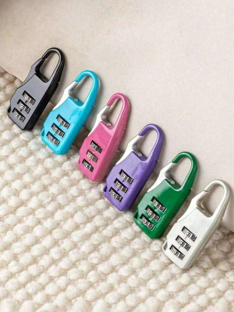 5pcs Combination Lock Set, 3-Digit Password Padlock, Suitable For Bags, School, Gym, Sports Lockers, Fences, Tool Boxes, Cabinet Latches, Luggage, Travel Essential Accessories, Unisex, TSA Approved Lock, Perfect For Luggage, Travel & Business, Protect Your Belongings, Anti-Theft, Compact & Waterproof - Multicolor - View 1