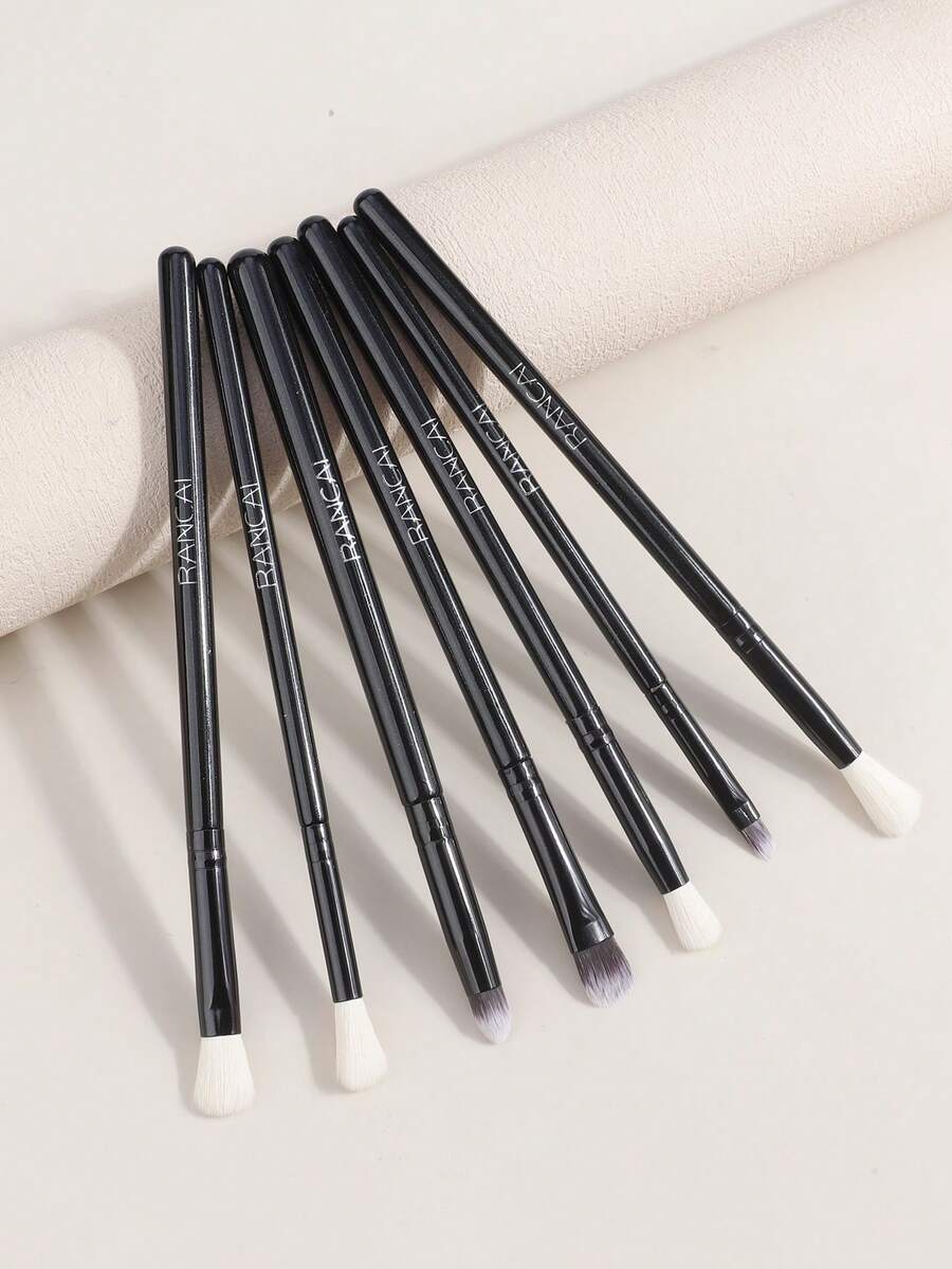 RANCAI 7pcs Eye Makeup Brush Set, Professional Eye Makeup Brush Kit, Made Of Synthetic Hair, Suitable For Eyebrows, Eyelashes, Eyeliner, Includes Spiral Brush And Blending Brush. - Multicolor - View 1