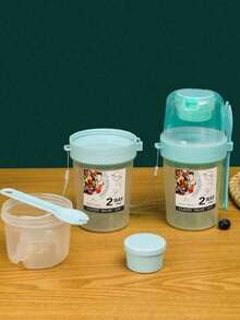 1个便携式沙拉杯，双层燕麦杯，早餐杯（带盖和勺子），适用于办公室、家庭、户外、野餐、露营、工作、学校等各种场合。 - 彩色 - 查看 6