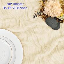 1/2/4/6 Pcs Cream Cheese Gauze Table Runner, Spring Table Runner, 71/118 Inches, Bohemian Style Sheer Cream Gauze Tablecloth Decor, Center Piece For Wedding, Bridal, Baby Shower, Valentine's Day, Easter And Other Indoor/Outdoor Events - Beige - View 9