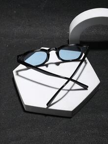 1副男士经典方形时尚眼镜，黑色聚碳酸酯镜框，休闲风格，适合日常通勤，带眼镜盒 - 彩色 - 查看 7