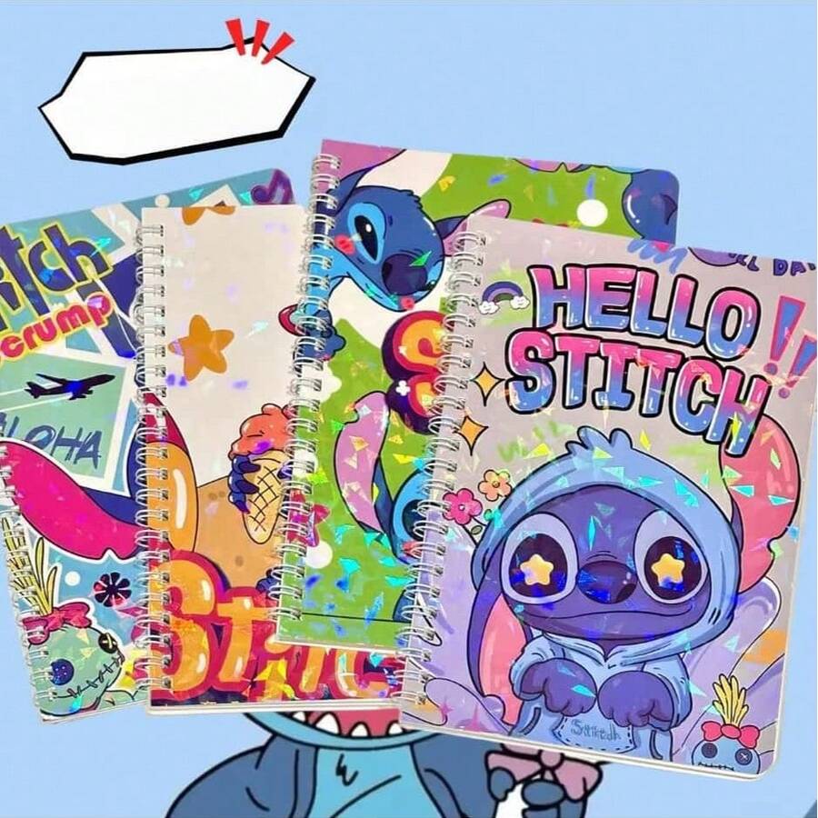 1pc/2pcs/3pcs/4pcs/5pcs/6pcs Cartoon Stitch A5 Notebook, High-Quality Student Spiral Notebook, Cute Cartoon Memo Pad, Diary