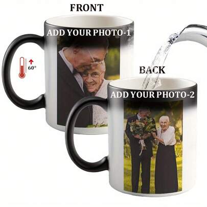 1 Piece, Custom Color-Changing Mug, Double-Sided Photo Printing, Changes Color When Hot Water Is Added, Birthday Gift, Valentine's Day, Creative Gift, Suitable For Both Men And Women