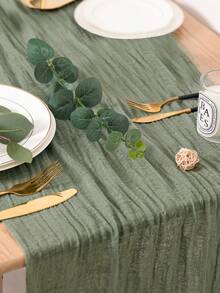 1/2/3/5件套浅绿色褶皱桌旗，适用于节日生日派对装饰、婚礼用品、节日家庭聚会餐桌装饰、婴儿派对、新娘派对、宴会桌旗、纱质桌旗、婚礼装饰 - 淺綠色 - 查看 11