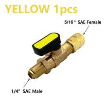 Air Conditioning Refrigerant Ball Valve 1/4" SAE Straight Shut-Off Valve For R134A R410A R22 R12 Charging Hoses AC Refrigerant