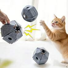 Foldable Felt Interactive Cat Ball Toy With Bell, Durable & Chew-Resistant, Suitable For Kittens & Adult Cats, Releases Hunting Instincts, Keeps Cats Happy & Entertained, Pet Toy - Grey - View 1