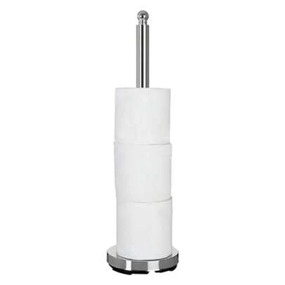 Housewares Chrome Toilet Roll Holder Free Standing Multi Rolls Tall Toilet Roll Stand Wide Base Toilet Paper Holder For Washroom Loo Roll Holder Bathroom Accessory