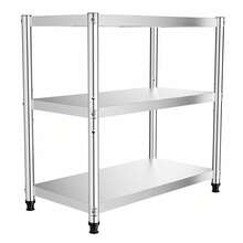 SanBouSi Stainless Shelves Unit Metal Shelf Rack 3 Layer Kitchen Storage Organizer Stand - Silver - View 6