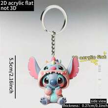 3/5pcs Random Disney Stitch Angel Cartoon Blue Stitch Keychain Pendant Bag Charm, Cute Birthday Gift, High Quality - Multicolor - View 2