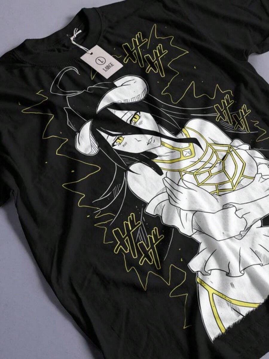 Albedo Overlord Tshirt, Anime Overlord Character, Demon Girl, Succubus, Ainz Ooal Gown, Momonga, Tomb Of Nazarick, Anime Streetw (4) - Black - View 1