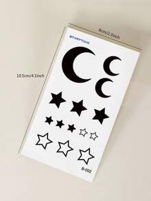 STARTTOOS 2PCS Small And Exquisite Multi Pattern Finger Tattoo Stickers Y2K Black And White Star Moon Pattern Temporary Fake Tattoo Stickers Suitable For Wrist, Ankle, Shoulder, Neck, Collarbone DIY Carnival, Valentine's Day, Party Festival Gifts Waterproof Realistic Body Tattoo Stickers - Black - View 8