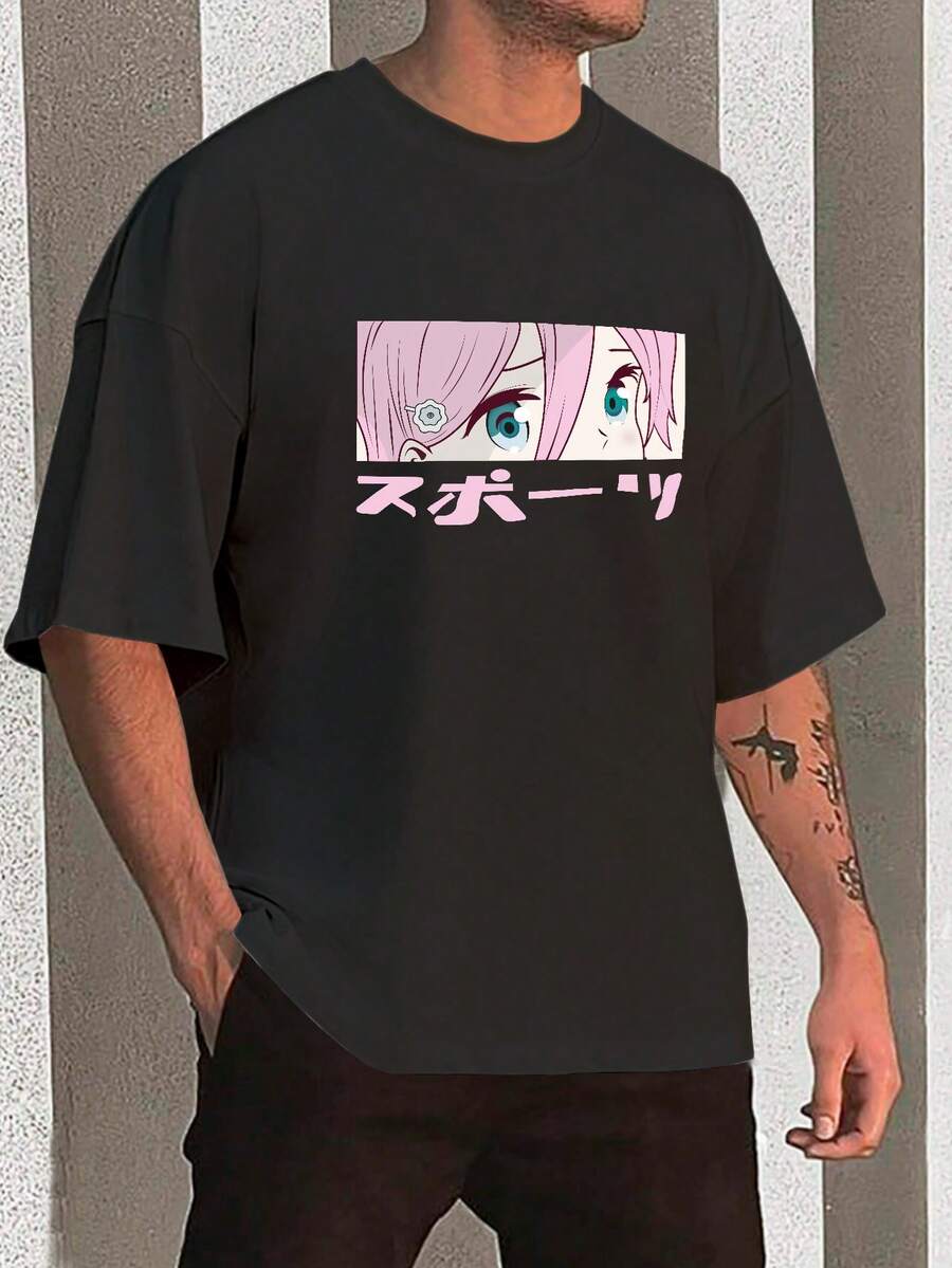 T Shirt Camiseta Unissex Oversized Y2K Anime Olho Estampada Blusa Verão Calor Manga Curta Estilosa