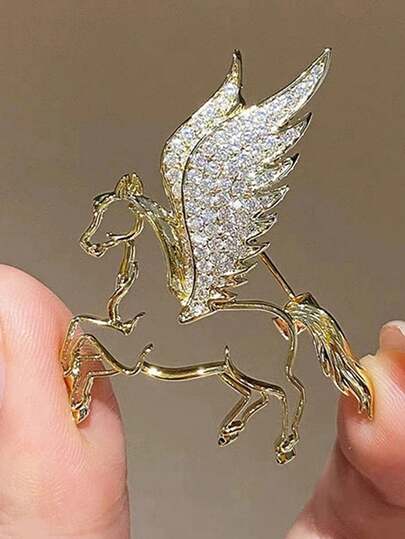 新款奢华女士胸针，高端复古水钻马胸针套装，时尚配饰