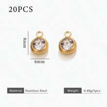 20pcs 304 Stainless Steel 18K Gold-Plated Multicoloured Rhinestone Mini Pendant DIY Charm Jewellery Earrings Necklace Making Pendant Suitable For Women's Everyday Wear Handmade Accessories - Pendant - View 12