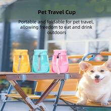 1pc Portable Dog Water Bottle - Leak-Proof Pet Water Bottle With Bowl, Suitable For Travel And Outdoor Activities - Multicolor - View 6