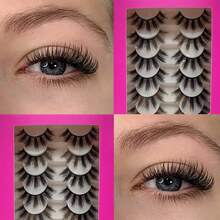 8 Pairs Fashion Daily Wear Black Pug False Eyelashes, Exaggerated Thick Curly European And American Style Fake Eyelashes - Black - View 9