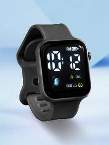 4pcs Fashion Minimalist Digital Display Electronic Watch Set With Black Pendant Necklace Bracelet Ring Jewelry Suit, Suitable For Daily Life, Travel, Vacation, Back To School, Party, Graduation Gift, No Gift Box - Black - View 7