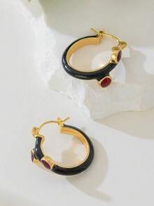 1 Pair Vintage French Style Blue Geometric Round Earrings - Round - View 6