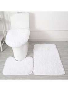 1 Set Minimalist Style Toilet Bathroom 3 Pieces Set Combination, Bathroom Floor Mat - Hot Pink - View 15