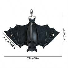 Handmade Gothic Style Bat Wing Coin Purse - Hand-Sewn Bat Wallet With Zipper Coin Pouch And Keychain Suitable For Bags And Belts - Fashion Accessory For Men Wallet Mini Wallet Purse Wallet Small Wallet Coin Wallet - Black - View 7