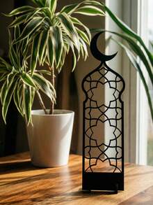 1pc/3pcs Set Crescent Moon Acrylic Desktop Decor, Islamic Style Pattern With Modern Vibe, Suitable For Placing On Desks, Shelves, And Fireplace Mantles. Can Be Used As Islamic Home Decor, Ramadan Decoration, Eid Al-Fitr Ornament, And Ramadan Gift. - Black - View 9