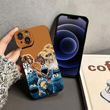 Estuche para teléfono Cookie Monster Fun Cookie Party Compatible con estuches para teléfonos   17  16 Pro Max  15 Pro Max  13 y  12 Material brillante 2 en 1 duradero a prueba de golpes y un regalo encantador para familiares, amigos y seres queridos - Negro - Ver 3