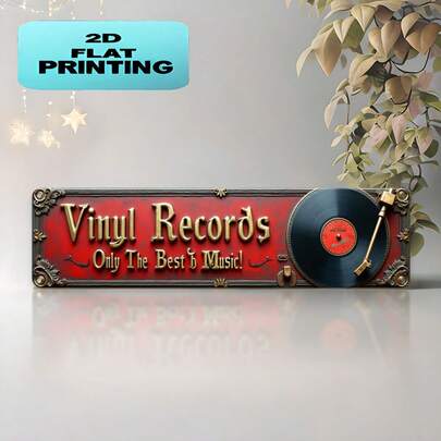 [2D flach] Dies ist ein 2D flaches Eisenschild, das sowohl als attraktive Wanddekoration als auch als dekorativer Plattenspiellerrahmen mit Text dient, geeignet für Bars, Wohnzimmer, Esszimmer, Hotels und verschiedene andere Umgebungen.