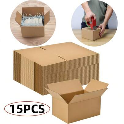 15 st wellpapplådor, förpackningslådor av kraftpapper, lämpliga för dina dagliga packnings-, flytt-, frakt- och utskicksbehov, storlek: 5,12 x 3,15 x 3,54 tum