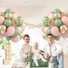 A Set Of 10-Inch/12-Inch Latex Balloons (41pcs/33pcs), Available In Bean Green, Macaron Rose Red, Sand White, Gold Confetti And Metallic Gold. Suitable For Valentine's Day Balloon Arches, Birthdays, Weddings, Confessions, Anniversaries, New Year - Multicolor - View 4