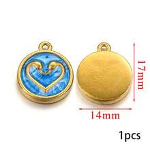 5款18K镀金不锈钢珐琅滴水心形吊坠饰品，可用于手工制作手链、项链、DIY耳环、项链饰品制作、吊坠配件 - 彩色 - 查看 10