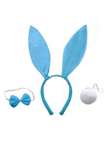 3 Stücke "Forever & Moment" Osterhasen Cosplay Kostüm Accessoires für Frauen, Hasenohren Haarband, Fliege, Hasenschwanz - für Partydekorationen, Osterfeiern, Feierlichkeiten, süße Kostüme, Feiertagsverkleidung, Geschenke - Verschiedenfarbig - Übersicht 3