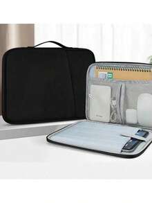 1pc Polyester Material Portable Tablet Sleeve Bag With Handle, Fits 8-11 Inch/13 Inch Tablets - Black - View 1