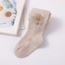 1pc Infant & Toddler Girls' Floral Accent Stirrup Tights, Spring/Autumn - Multicolor - View 18