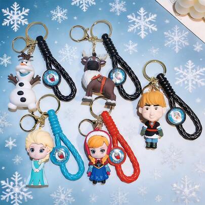 1pc Disney Keychain Pendant, Cute Cartoon Elsa And Anna Princess Keychain, Kawaii Theme Design Keychain, Bag Decoration Pendant, Party Gift, Suitable As Gift, Exquisite Gift, Creative Keychain, Cute Wallet Lanyard Accessory, Bag Accessory, Birthday Gift, Party Gift, Car Accessory, Earphone Case Accessory, School Accessory, Ideal Gift